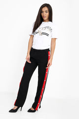 Popper Button Striped Trousers