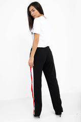 Popper Button Striped Trousers