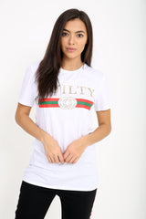 Guilty Slogan Printed T Shirt