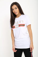 Guilty Slogan Printed T Shirt