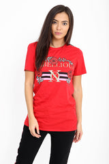 Opstandige slogan bedrukt t -shirt