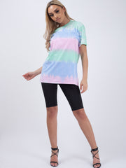 Gestreepte tie-kleurstof T-shirt