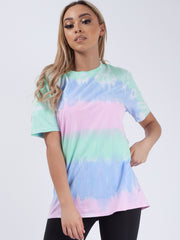 Gestreepte tie-kleurstof T-shirt