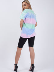 Gestreepte tie-kleurstof T-shirt