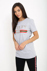 Guilty Slogan Printed T Shirt