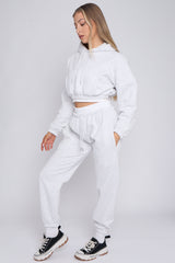 Fleece Cropped Suit With Rib Trim Detail
