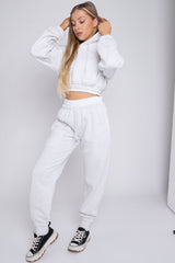 Fleece Cropped Suit With Rib Trim Detail
