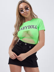 Baby Doll Laser Cut Slashed Crop Top