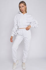 Cropped Ruched Sleeve Hoodie & Jogger Co-ord