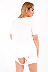 Floral Embroidered Laser Cut T-Shirt Top