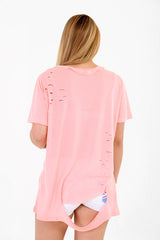 Floral Embroidered Laser Cut T-Shirt Top