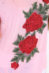 Floral Embroidered Laser Cut T-Shirt Top