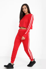 Red And White Stripe Loungewear Set