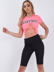 Baby Doll Laser Cut Slashed Crop Top