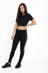 Green And Red Striped Loungewear Set