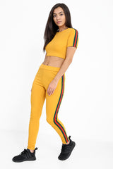 Green And Red Striped Loungewear Set