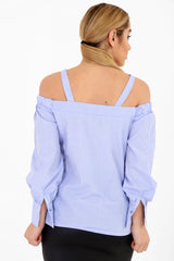Striped Embroidered Bardot Top