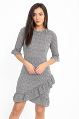 Tartan Hound-Tooth franje zoomjurk