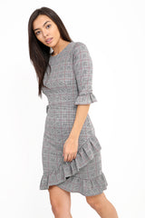 Tartan Hound-Tooth franje zoomjurk