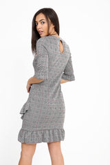 Tartan Hound-Tooth franje zoomjurk