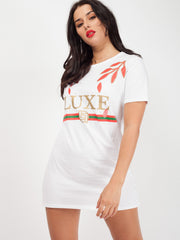 Striped LUXE Slogan Printed T-Shirt
