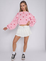 Pleated Mini Plain Tennis Skort With Belt