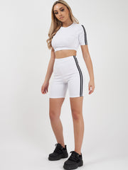 Side Stripe Crop Top & Shorts Co-ord