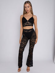 Lace Detail Bralet & Flare Trouser Co-ord