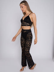 Lace Detail Bralet & Flare Trouser Co-ord