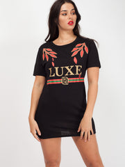 Striped LUXE Slogan Printed T-Shirt