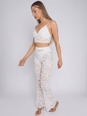 Lace Detail Bralet & Flare Trouser Co-ord