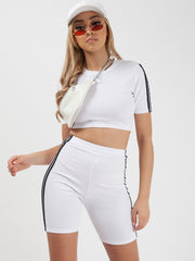 Side Stripe Crop Top & Shorts Co-ord