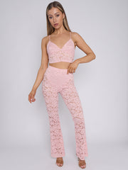 Lace Detail Bralet & Flare Trouser Co-ord