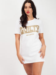 Glitter Guilty Slogan Printed T-Shirt