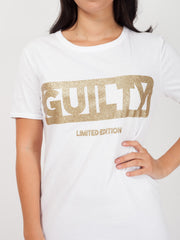 Glitter Guilty Slogan Printed T-Shirt