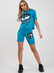 Sequin Eye Applique Top & Shorts Co-ord