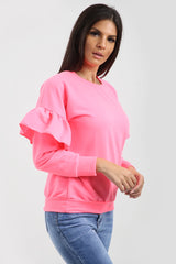 Frill Detail Sleeve Sweatshirt Jumper