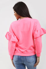 Frill Detail Sleeve Sweatshirt Jumper