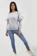 Frill Detail Sleeve Sweatshirt Jumper