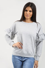 Frill Detail Sleeve Sweatshirt Jumper