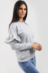 Frill Detail Sleeve Sweatshirt Jumper