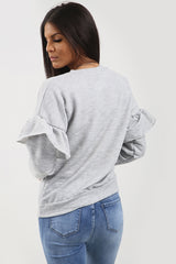 Frill Detail Sleeve Sweatshirt Jumper