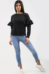 Frill Detail Sleeve Sweatshirt Jumper