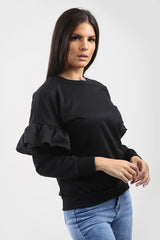 Frill Detail Sleeve Sweatshirt Jumper