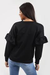 Frill Detail Sleeve Sweatshirt Jumper