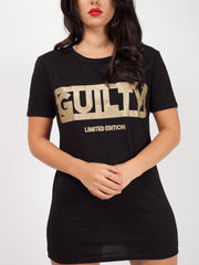 Glitter Guilty Slogan Printed T-Shirt