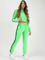 Side Stripe Cropped Loungewear Set