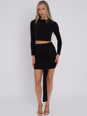 Slinky Ruched Drape Skirt Coord