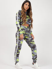 Camouflage Side Stripe Cropped Loungewear Set