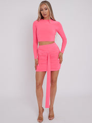 Slinky Ruched Drape Skirt Coord